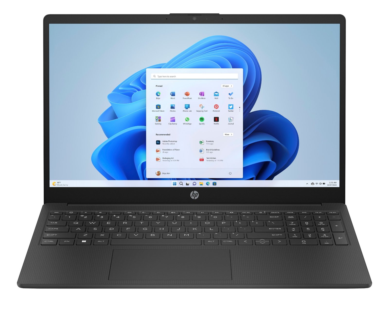 HP 15-fc0018na AMD Ryzen™ 3 7320U Laptop 39.6 cm (15.6") Full HD 4 GB LPDDR5-SDRAM 128 GB SSD Wi-Fi 6 (802.11ax) Windows 11 Home in S mode Black